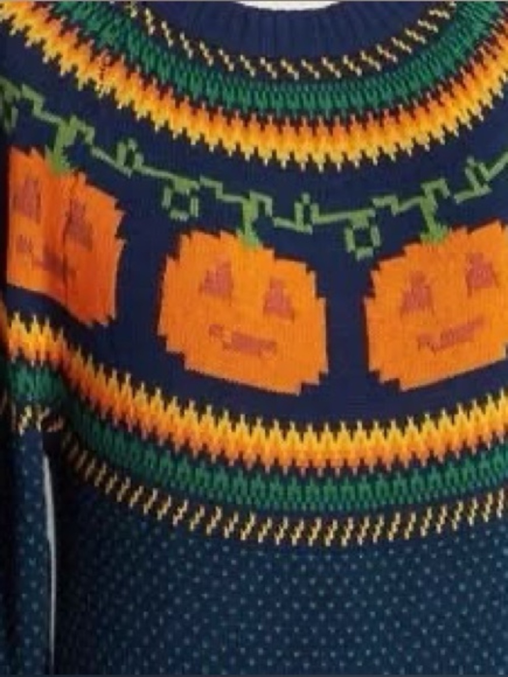ModCloth Cozy Commitment Fair Isle Sweater Dress in Pumpkins Jack-O-Lanterns - Picture 3 of 11